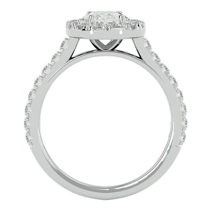 1 3/4 Carat Oval Shape Halo Diamond Engagement Ring In 14 Karat White Gold