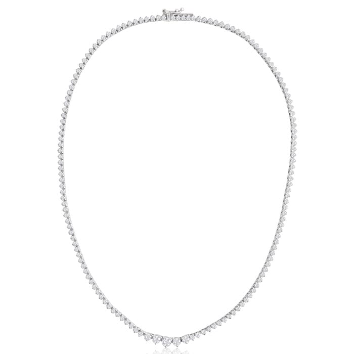Graduated 5 Carat Diamond Tennis Necklace In 14 Karat White Gold, 17 Inches