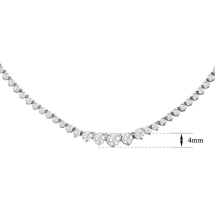 Graduated 5 Carat Diamond Tennis Necklace In 14 Karat White Gold, 17 Inches
