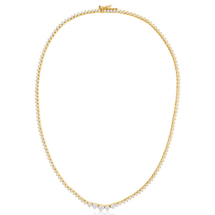 Graduated 5 Carat Diamond Tennis Necklace In 14 Karat Yellow Gold, 17 Inches