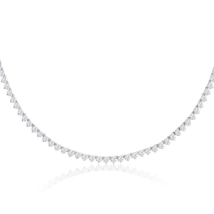 10 Carat Diamond Tennis Necklace In 14 Karat White Gold