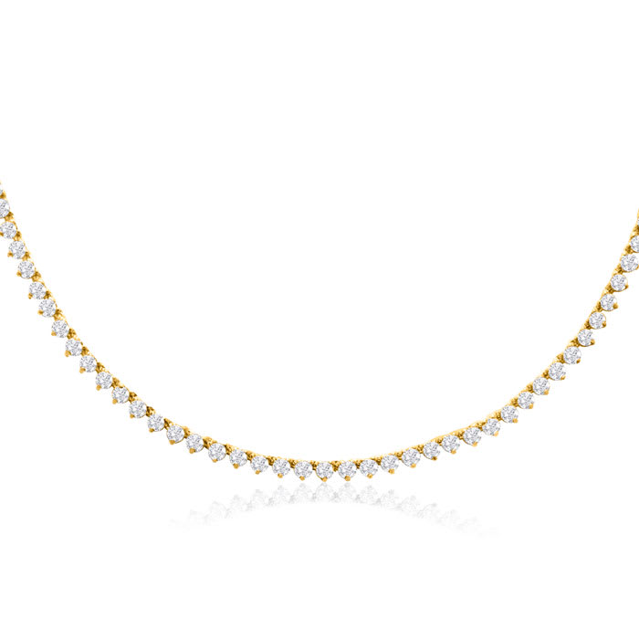 10 Carat Diamond Tennis Necklace In 14 Karat Yellow Gold, 17 Inches
