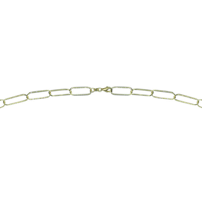 14 Karat Yellow Gold Over Sterling Silver Textured Paperclip Chain Necklace, 20 Inches