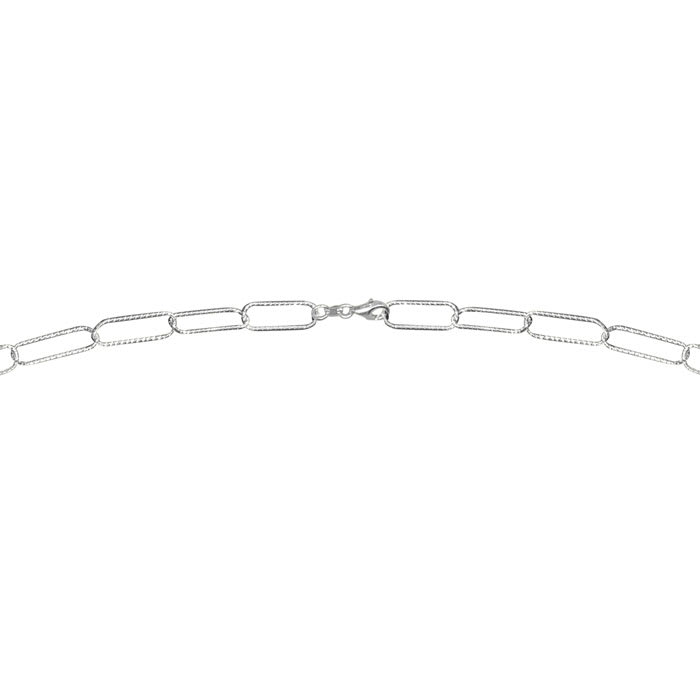 925 Sterling Silver Textured Paperclip Chain Necklace, 20 Inches