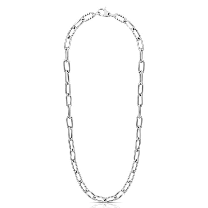 925 Sterling Silver Paperclip Chain Necklace, 20 Inches