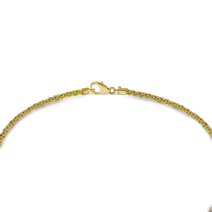 14 Karat Yellow Gold Over Sterling Silver Basket Chain Necklace, 18 Inches