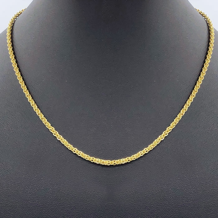 14 Karat Yellow Gold Over Sterling Silver Basket Chain Necklace, 18 Inches
