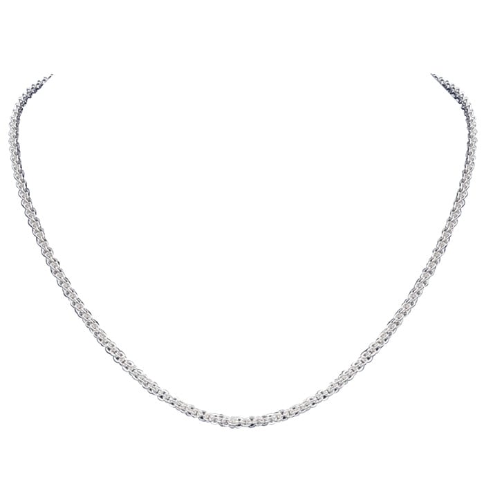 SOLID 925 Sterling Silver Basket Chain Necklace, 18 Inches