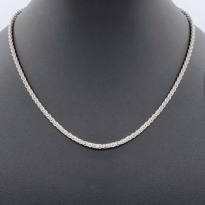 SOLID 925 Sterling Silver Basket Chain Necklace, 18 Inches