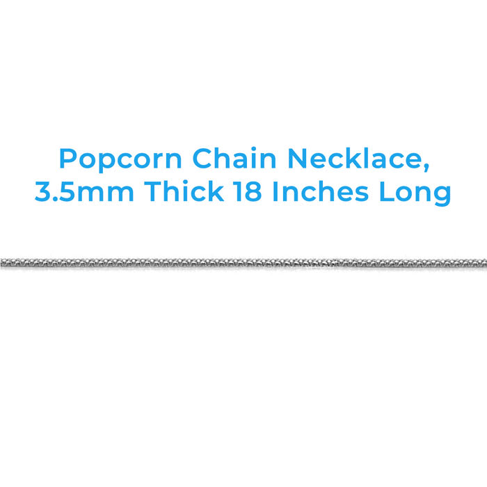 925 Sterling Silver 3.5mm Popcorn Chain Necklace, 18 Inches