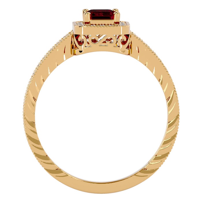 0.85 Carat Antique Style Ruby and Diamond Ring in 10 Karat Yellow Gold