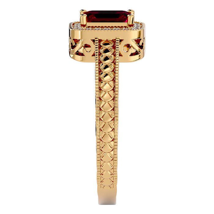 0.85 Carat Antique Style Ruby and Diamond Ring in 10 Karat Yellow Gold