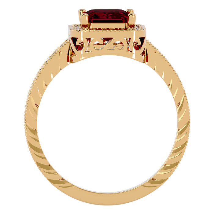 2 Carat Antique Style Ruby and Diamond Ring in 14 Karat Yellow Gold