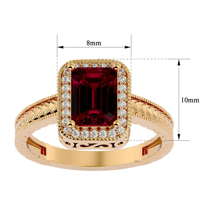 2 Carat Antique Style Ruby and Diamond Ring in 14 Karat Yellow Gold