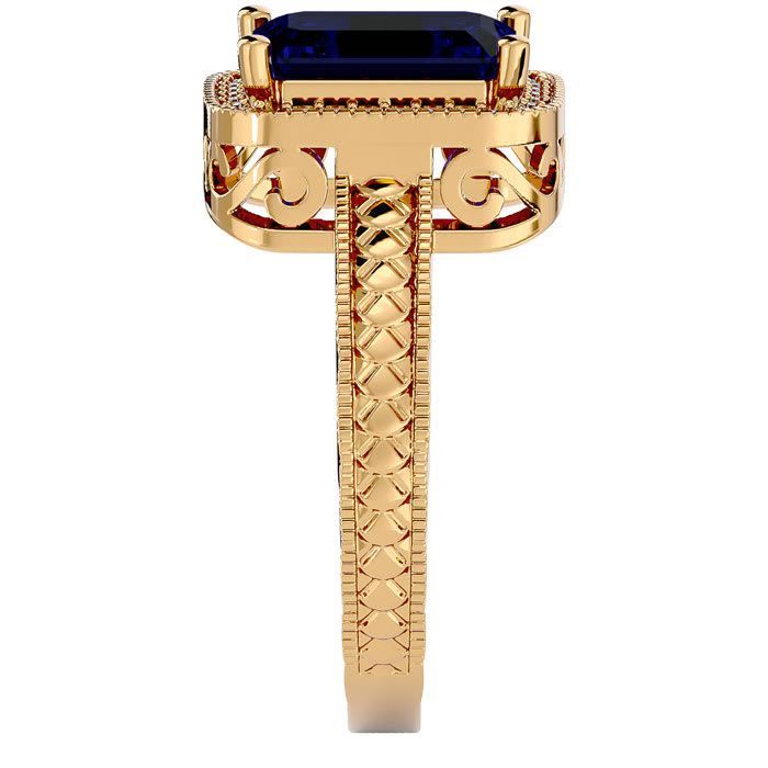 2 1/2 Carat Antique Style Sapphire and Diamond Ring in 14 Karat Yellow Gold