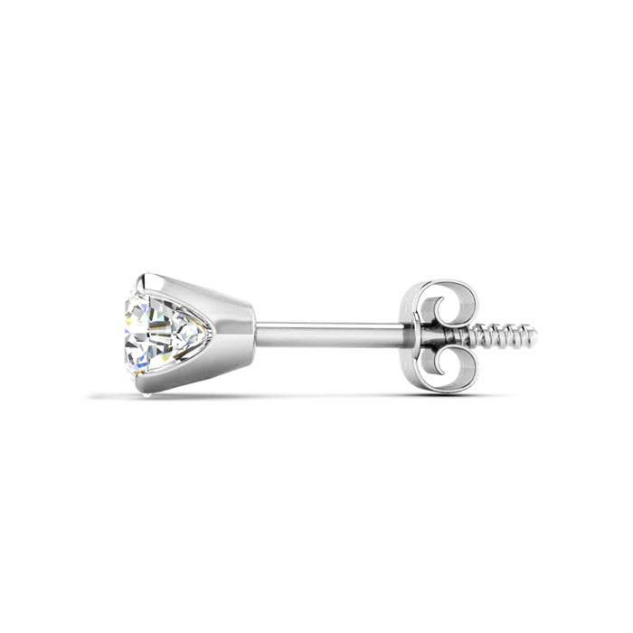 Nearly 1/2 Carat Single Diamond Stud Earring In 14 Karat White Gold