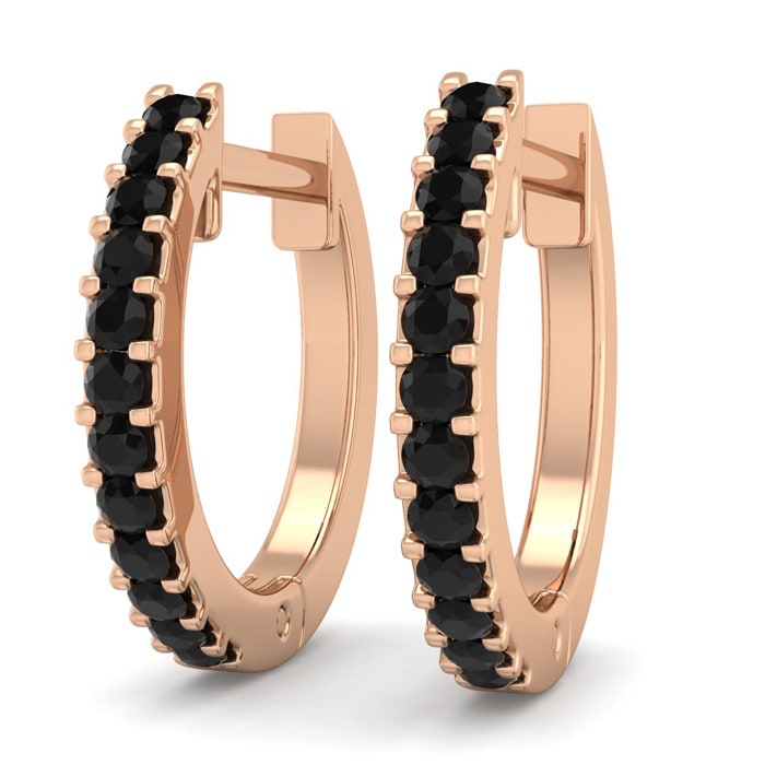 1 8 Carat Black Diamond Mens Hoop Earrings In 14 Karat Rose Gold