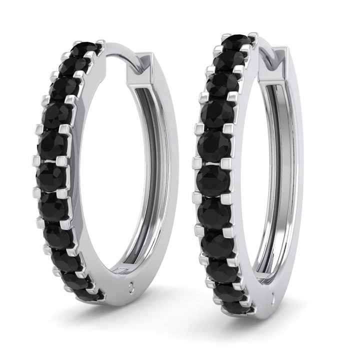 Mens black diamond hoop earrings best sale