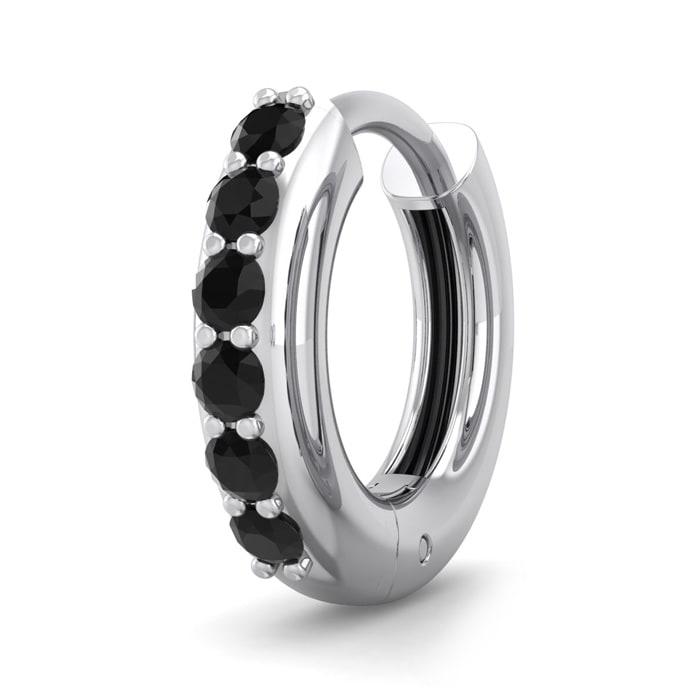 1/8 Carat Black Diamond Single Mens Hoop Earring in 14K by 1.30 g Super Jeweler Men Accessories Jewelry Earrings Hoop 