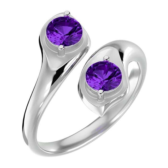 1 Carat Two Stone Amethyst Ring In 14 Karat White Gold