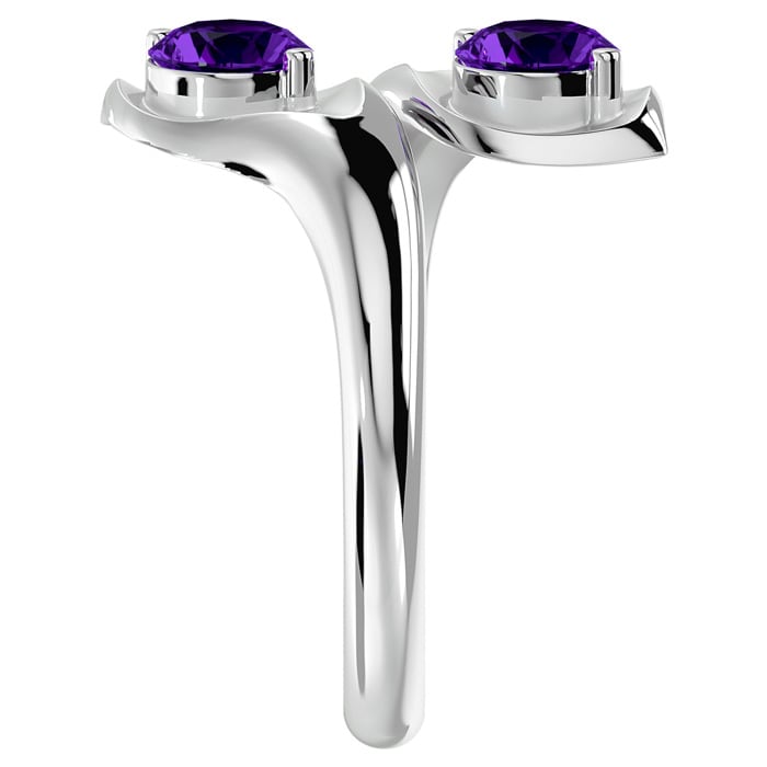 1 Carat Two Stone Amethyst Ring In 14 Karat White Gold
