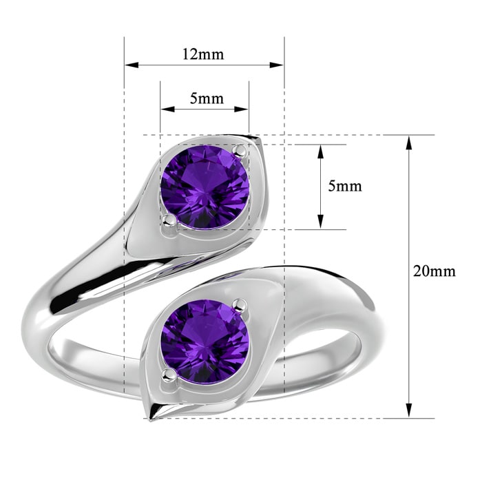 1 Carat Two Stone Amethyst Ring In 14 Karat White Gold