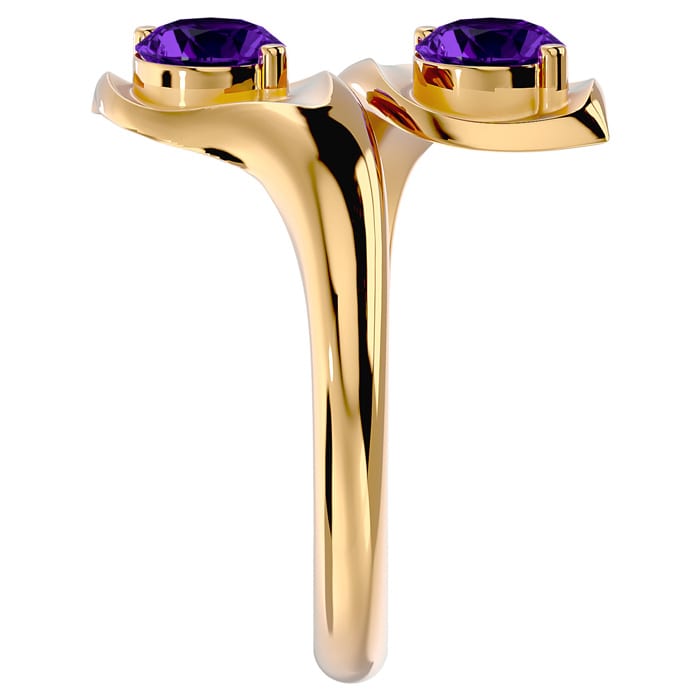 1 Carat Two Stone Amethyst Ring In 14 Karat Yellow Gold
