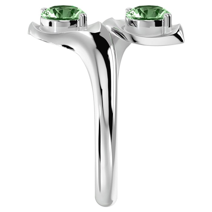 1 Carat Two Stone Green Amethyst Ring In 14 Karat White Gold