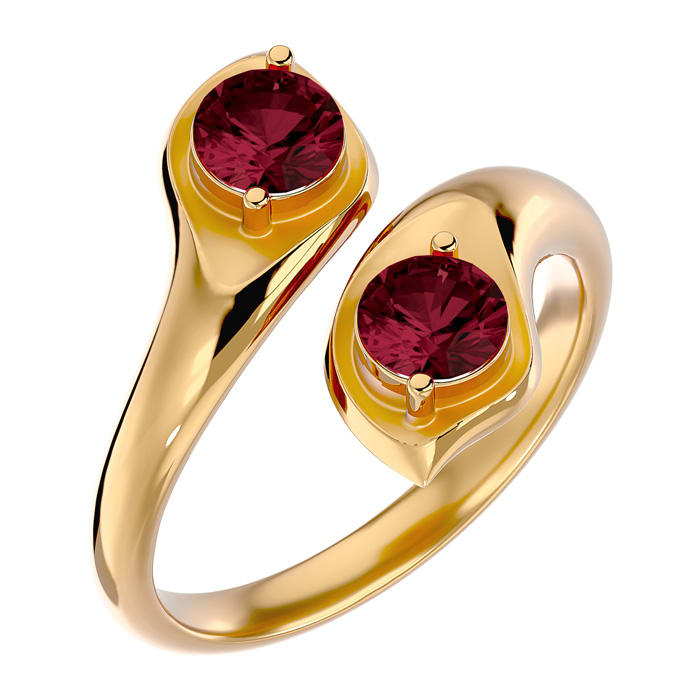 Garnet Ring: Garnet Jewelry: 1 Carat Two Stone Garnet Ring In 14 Karat Yellow Gold