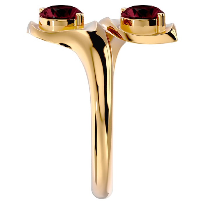 Garnet Ring: Garnet Jewelry: 1 Carat Two Stone Garnet Ring In 14 Karat Yellow Gold