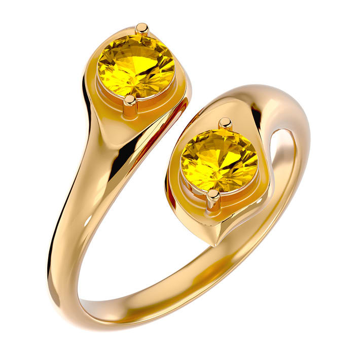 1 Carat Two Stone Citrine Ring In 14 Karat Yellow Gold