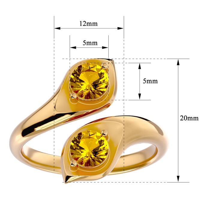 1 Carat Two Stone Citrine Ring In 14 Karat Yellow Gold