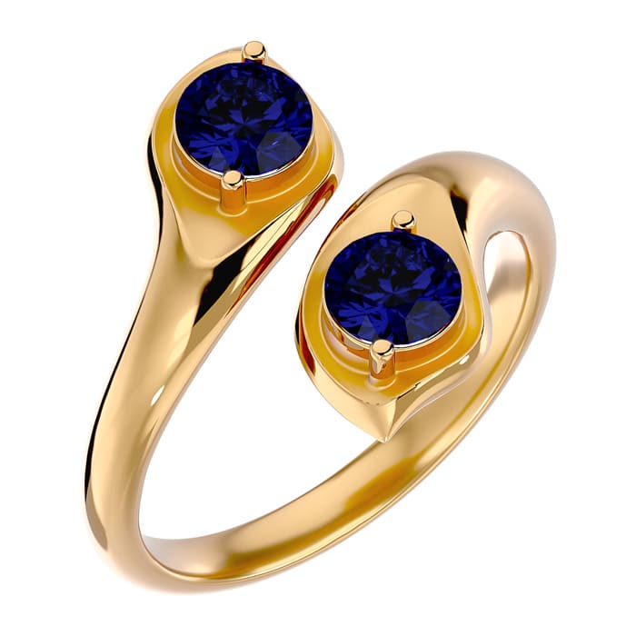 1 Carat Two Stone Sapphire Ring In 14 Karat Yellow Gold