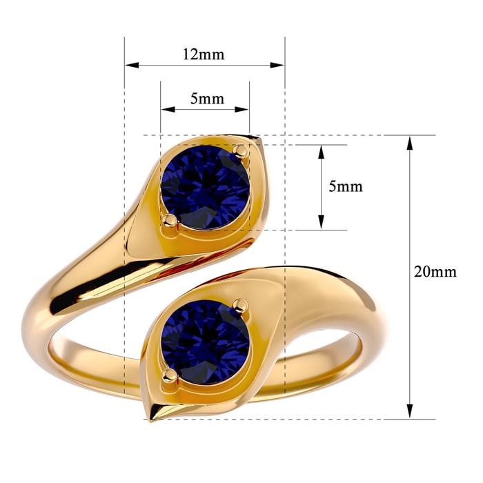 1 Carat Two Stone Sapphire Ring In 14 Karat Yellow Gold
