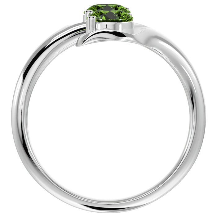 1 Carat Two Stone Peridot Ring In 14 Karat White Gold