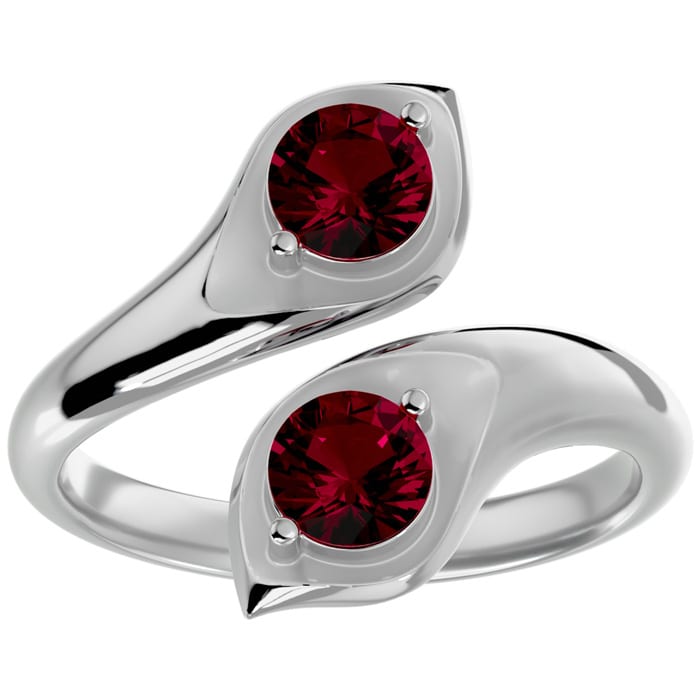 1 Carat Two Stone Ruby Ring In 14 Karat White Gold