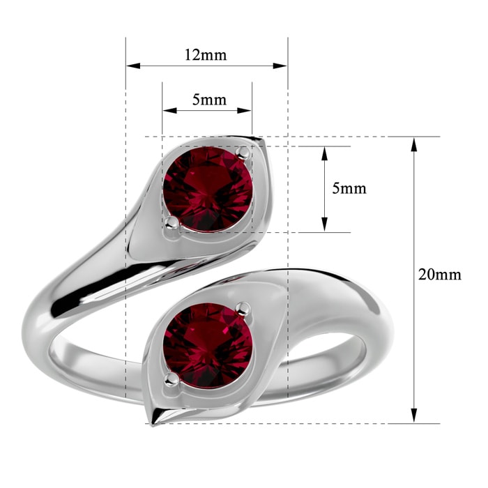 1 Carat Two Stone Ruby Ring In 14 Karat White Gold
