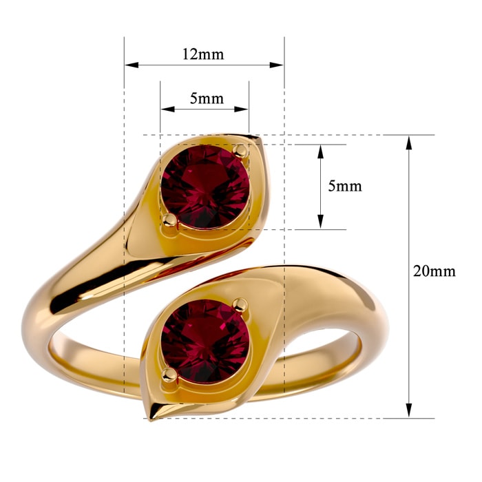 1 Carat Two Stone Ruby Ring In 14 Karat Yellow Gold