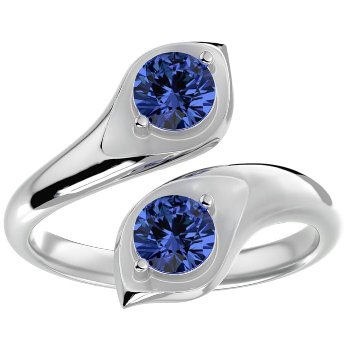 1 Carat Two Stone Tanzanite Ring In 14 Karat White Gold