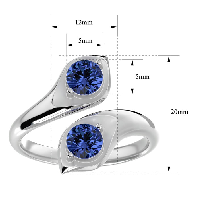 1 Carat Two Stone Tanzanite Ring In 14 Karat White Gold