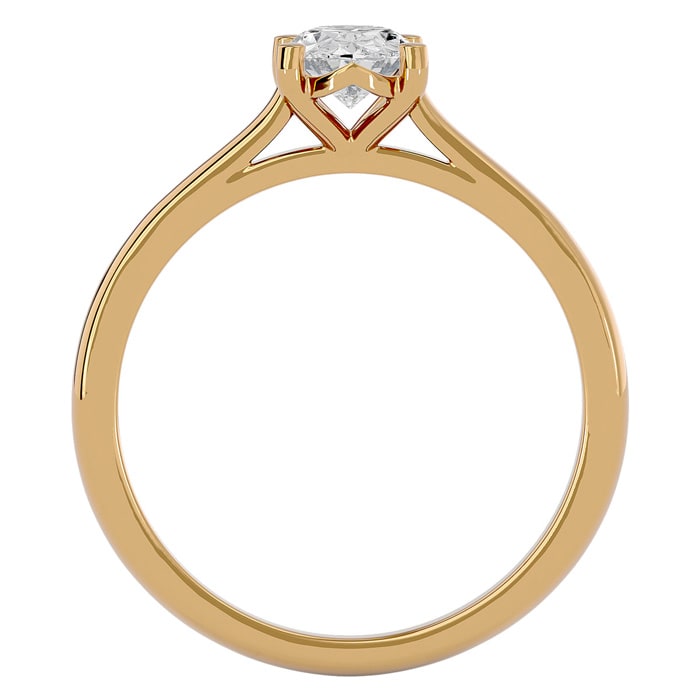 Moissanite Engagement Ring; 3/4 Carat Oval Shape Moissanite Solitaire Engagement Ring In 14 Karat Yellow Gold