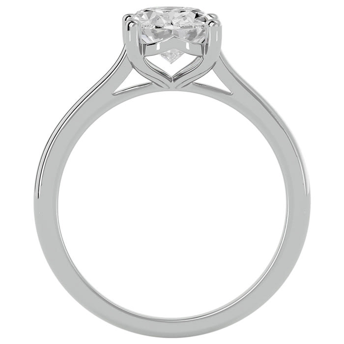 Moissanite Engagement Ring; 1 1/2 Carat Oval Shape Moissanite Solitaire Engagement Ring In 14 Karat White Gold