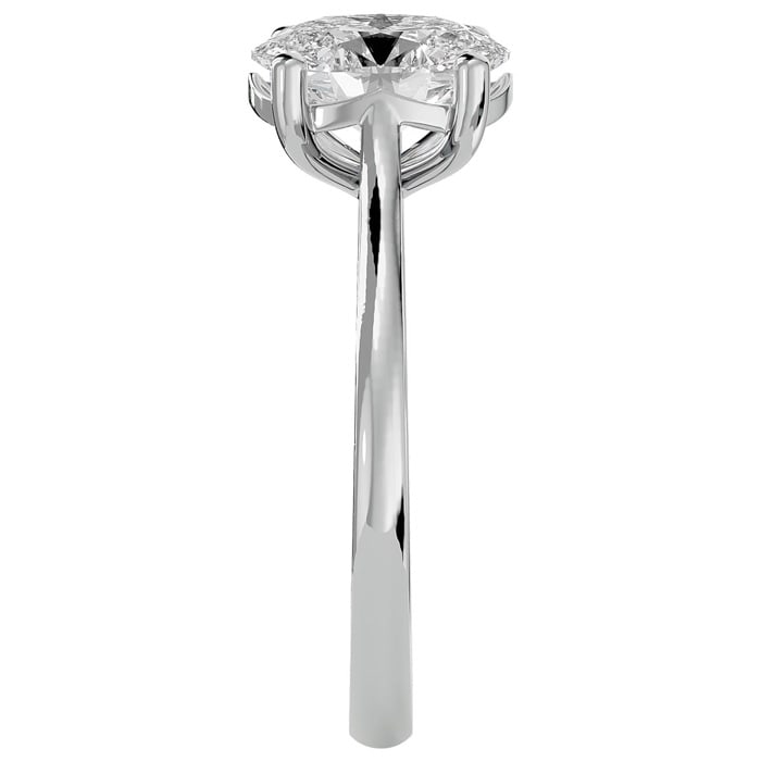 Moissanite Engagement Ring; 1 1/2 Carat Oval Shape Moissanite Solitaire Engagement Ring In 14 Karat White Gold