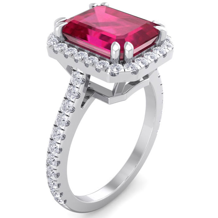 4 Carat Ruby and Diamond Ring In 14 Karat White Gold