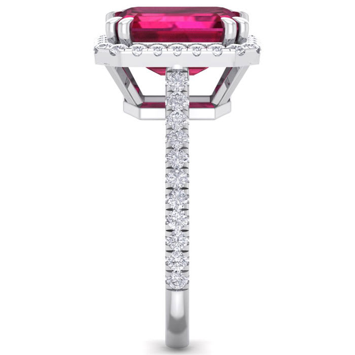 4 Carat Ruby and Diamond Ring In 14 Karat White Gold
