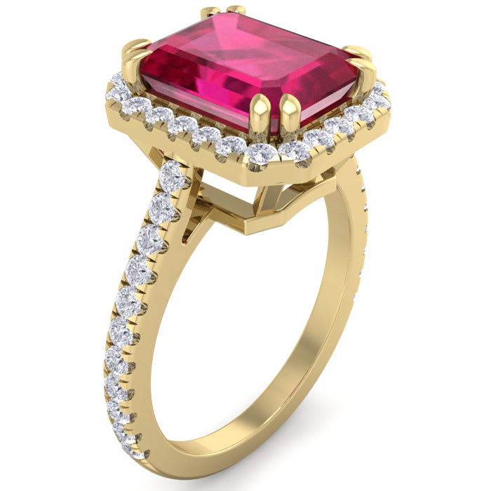 4 Carat Ruby and Diamond Ring In 14 Karat Yellow Gold