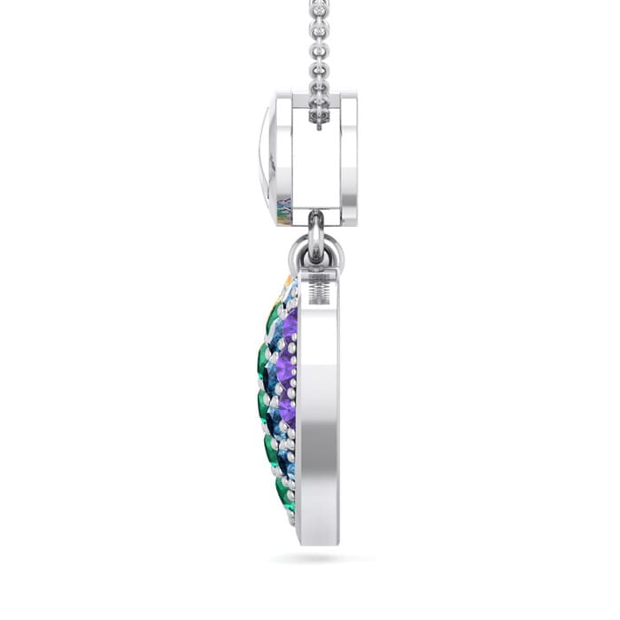 1/4 Carat Rainbow Pride Heart Necklace In 14 Karat White Gold, 18 Inches