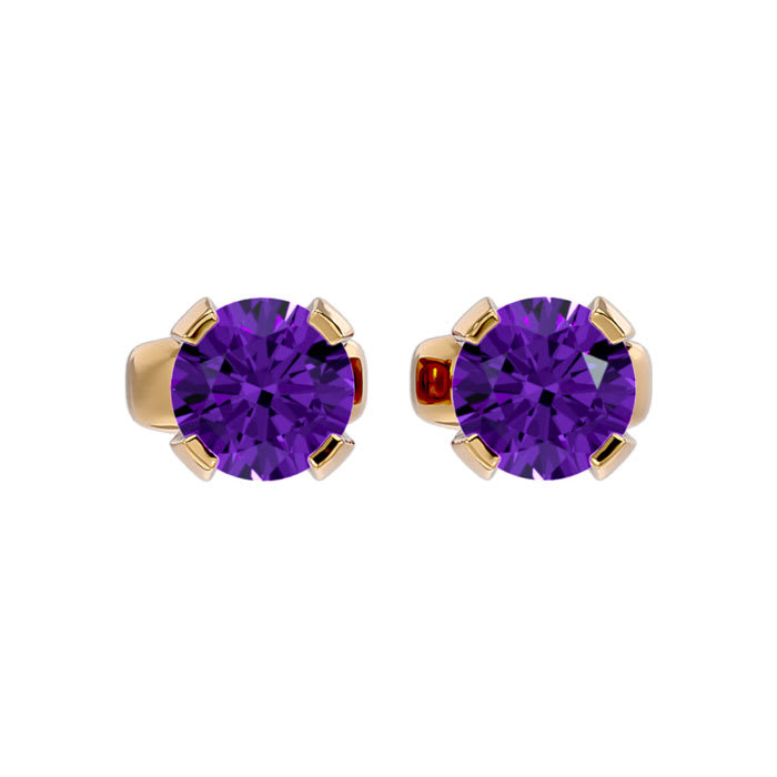 1/2 Carat Amethyst Stud Earrings in Yellow Gold