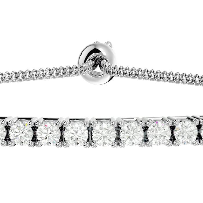 1 Carat Diamond Bolo Bracelet In 14 Karat White Gold, Adjustable 6-9 inches