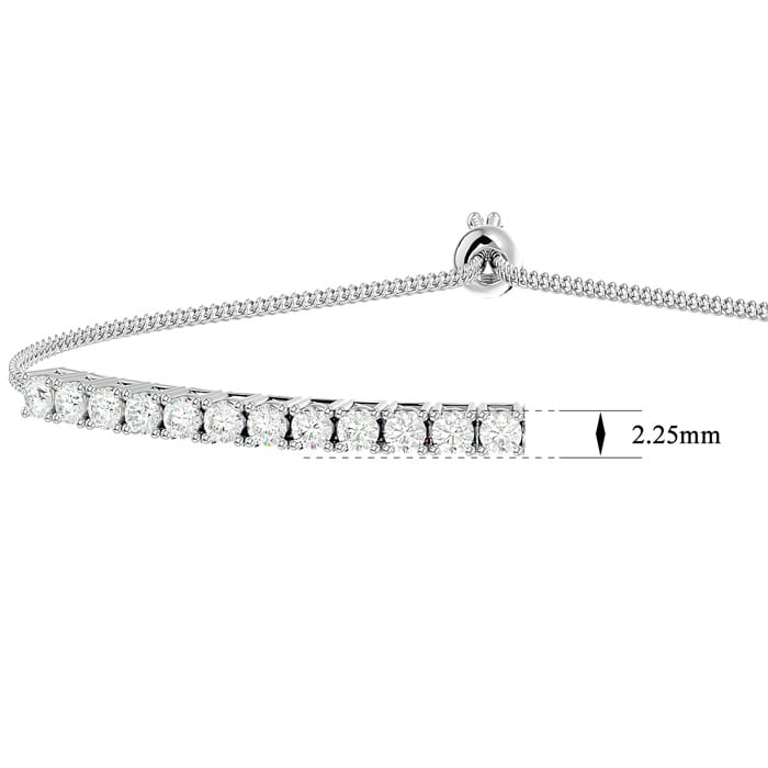 1 Carat Diamond Bolo Bracelet In 14 Karat White Gold, Adjustable 6-9 inches